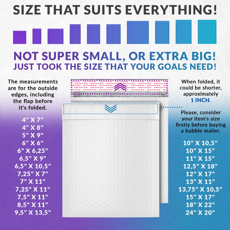 ABC PACK & SUPPLY White Poly Bubble Mailers, 6.5 x 9 Inches. Pack of 25 Padded Envelopes Self Seal. Cushioning Plastic Bubble Envelopes. Self-Adhesive Padded Shipping Bags for Small Business - Image 4